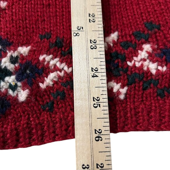 Ralph Lauren Hand Knit Wool Dog Snowflake Red Sweater Size M - Picture 7 of 7